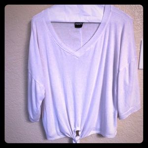 White undershirt type material tie front Top